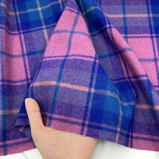 Yardblox Exclusive Made in Korea Fashion Designer Plaid/Checkered Pink/Blue Non-Stretch Wool Polyester Blended Tweed B017422 - Yardblox Fabrics