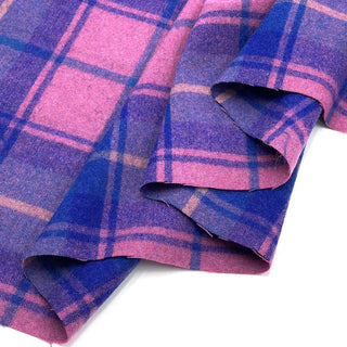 Yardblox Exclusive Made in Korea Fashion Designer Plaid/Checkered Pink/Blue Non-Stretch Wool Polyester Blended Tweed B017422 - Yardblox Fabrics