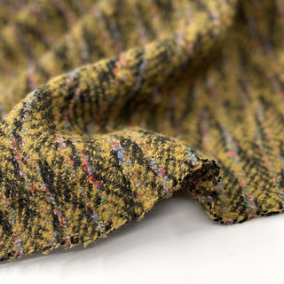 Yardblox Exclusive Made in Italy Luxury Designer Herribone Yellow/Multi Color Non-Stretch Wool Polyester Blended Tweed B017424