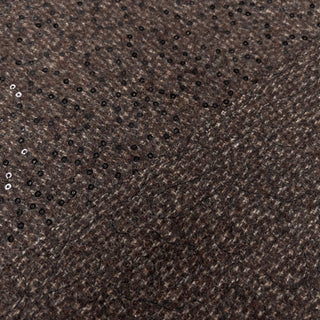 Yardblox Exclusive Made in Italy Luxury Designer Solid Coffee Non-Stretch Sequin Wool Polyester Blended Tweed B017425