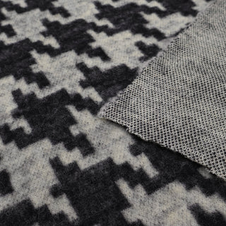 Yardblox Exclusive Made in Italy Luxury Designer Houndstooth Gray/Black Stretch Wool Knit B017426 - Yardblox Fabrics