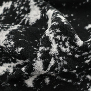 Yardblox Exclusive Made in Italy Luxury Designer Splatter Black/White Stretch Wool Polyester Blended Knit B017427