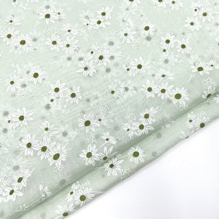 Yardblox Exclusive Made in Japan Fashion Designer Floral Green/White Non-Stretch Linen Tencel™ / Lyocell Blended Jacquard B017435 - Yardblox Fabrics