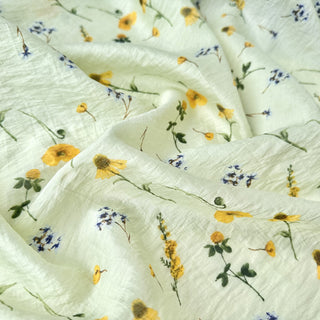 Yardblox Exclusive Made in Japan Fashion Designer Floral Green/White Non-Stretch Linen Tencel™ / Lyocell Blended Crepe B017436 - Yardblox Fabrics