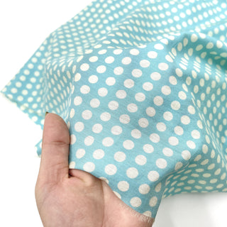 Yardblox Exclusive Made in Japan Fashion Designer Dot/Polka Dot Turquoise/White Non-Stretch Linen Tencel™ / Lyocell Blended Plain Woven B017437 - Yardblox Fabrics