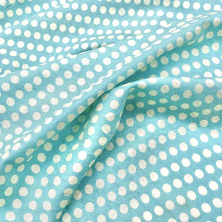 Yardblox Exclusive Made in Japan Fashion Designer Dot/Polka Dot Turquoise/White Non-Stretch Linen Tencel™ / Lyocell Blended Plain Woven B017437 - Yardblox Fabrics