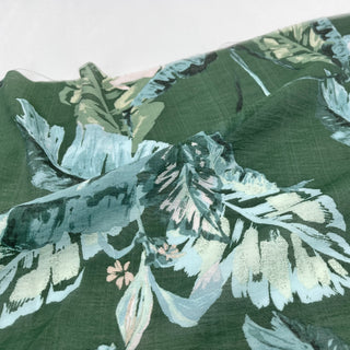 Yardblox Exclusive Made in Japan Fashion Designer Botanical Green/Multi Color Non-Stretch Linen Tencel™ / Lyocell Blended Plain Woven B017439 - Yardblox Fabrics