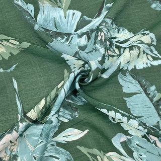 Yardblox Exclusive Made in Japan Fashion Designer Botanical Green/Multi Color Non-Stretch Linen Tencel™ / Lyocell Blended Plain Woven B017439 - Yardblox Fabrics