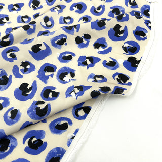 Yardblox Exclusive Made in Japan Luxury Designer Abstract Beige/Blue/Black Non-Stretch Cotton Satin B017441 - Yardblox Fabrics