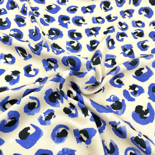 Yardblox Exclusive Made in Japan Luxury Designer Abstract Beige/Blue/Black Non-Stretch Cotton Satin B017441 - Yardblox Fabrics