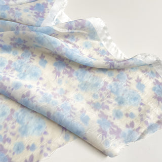 Yardblox Exclusive Made in Japan Fashion Designer Floral Blue/Purple/White Non-Stretch Linen Tencel™ / Lyocell Blended Jacquard B017443 - Yardblox Fabrics