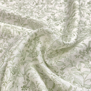 Yardblox Exclusive Made in Japan Fashion Designer Floral Green/White Non-Stretch Linen Tencel™ / Lyocell Blended Plain Woven B017448