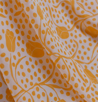 Yardblox Exclusive Diane von Furstenberg Floral Orange/White Non-Stretch Silk Cotton Blended Plain Woven DS01405