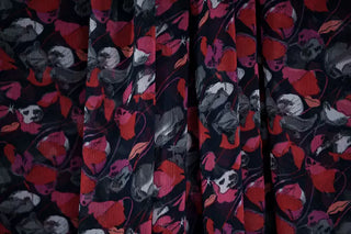 Yardblox Exclusive Diane von Furstenberg Floral Black/Red Non-Stretch Silk Georgette DS01408 - Yardblox Fabrics