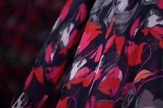 Yardblox Exclusive Diane von Furstenberg Floral Black/Red Non-Stretch Silk Georgette DS01408 - Yardblox Fabrics