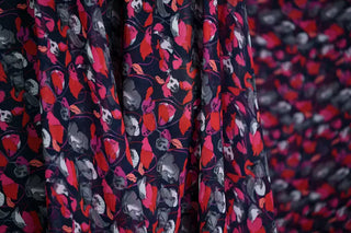 Yardblox Exclusive Diane von Furstenberg Floral Black/Red Non-Stretch Silk Georgette DS01408 - Yardblox Fabrics