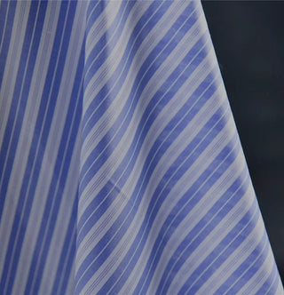 Yardblox Exclusive DKNY Stripes Blue/White Non-Stretch Silk Cotton Blended Plain Woven DS01414 - Yardblox Fabrics