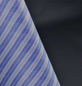 Yardblox Exclusive DKNY Stripes Blue/White Non-Stretch Silk Cotton Blended Plain Woven DS01414 - Yardblox Fabrics