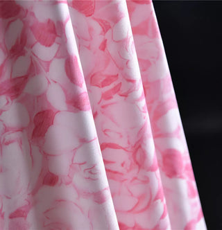 Yardblox Exclusive Italian Luxury Designer Floral Pink/White Stretch Silk Elastane Blended Crepe De Chine DS01428 - Yardblox Fabrics