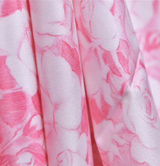 Yardblox Exclusive Italian Luxury Designer Floral Pink/White Stretch Silk Elastane Blended Crepe De Chine DS01428