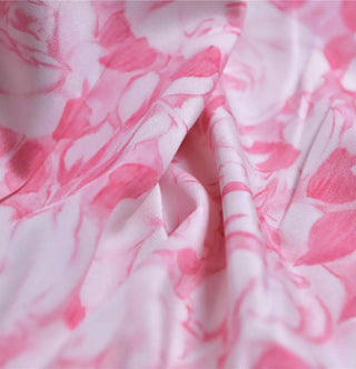 Yardblox Exclusive Italian Luxury Designer Floral Pink/White Stretch Silk Elastane Blended Crepe De Chine DS01428 - Yardblox Fabrics