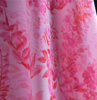 Yardblox Exclusive French Fashion Designer Floral Pink/Multi Color Non-Stretch Silk Crepe De Chine DS01436 - Yardblox Fabrics