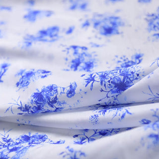 Yardblox Exclusive Made in Japan Luxury Designer Floral White/Blue Non-Stretch Silk Cotton Blended Plain Woven DS01459