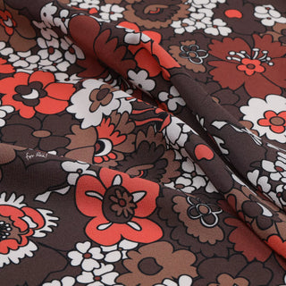 Yardblox Exclusive Réalisation Par Floral Brown/Multi Color Non-Stretch Silk Crepe De Chine DS02406 - Yardblox Fabrics