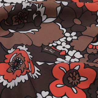 Yardblox Exclusive Réalisation Par Floral Brown/Multi Color Non-Stretch Silk Crepe De Chine DS02406