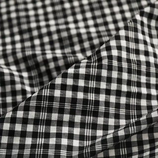 Yardblox Exclusive Italian Fashion Designer Plaid/Checkered Black/White Non-Stretch Cotton Seersucker DS03406