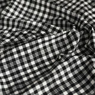 Yardblox Exclusive Italian Fashion Designer Plaid/Checkered Black/White Non-Stretch Cotton Seersucker DS03406