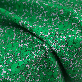 Yardblox Exclusive Japanese Fashion Designer Floral Green/White Non-Stretch Cotton Poplin DS03410