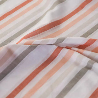 Yardblox Exclusive Made in Italy Fashion Designer Stripes White/Orange/Brown/Gray Non-Stretch Linen Cotton Blended Plain Woven DS034104 - Yardblox Fabrics