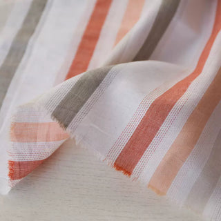 Yardblox Exclusive Made in Italy Fashion Designer Stripes White/Orange/Brown/Gray Non-Stretch Linen Cotton Blended Plain Woven DS034104 - Yardblox Fabrics