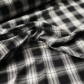 Yardblox Exclusive Made in France Fashion Designer Plaid/Checkered Black/White Non-Stretch Cotton Twill DS034105