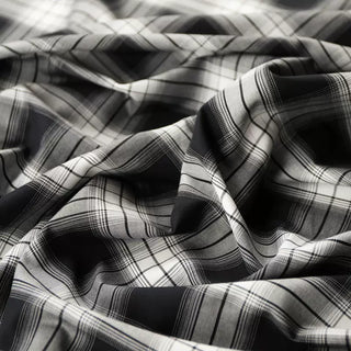 Yardblox Exclusive Made in France Fashion Designer Plaid/Checkered Black/White Non-Stretch Cotton Twill DS034105 - Yardblox Fabrics