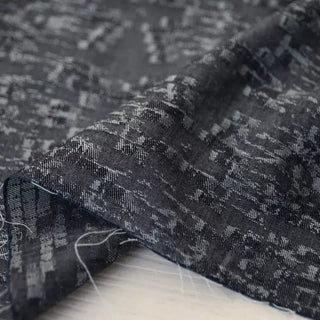 Yardblox Exclusive Made in Italy Luxury Designer Abstract Charcoal/Navy Blue Non-Stretch Cotton Tencel™ / Lyocell Blended Jacquard Denim DS034106