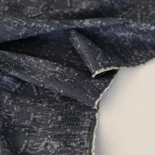 Yardblox Exclusive Made in Italy Luxury Designer Abstract Charcoal/Navy Blue Non-Stretch Cotton Tencel™ / Lyocell Blended Jacquard Denim DS034106