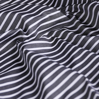 Yardblox Exclusive Italian Fashion Designer Stripes Black/White Non-Stretch Cotton Poplin DS03411