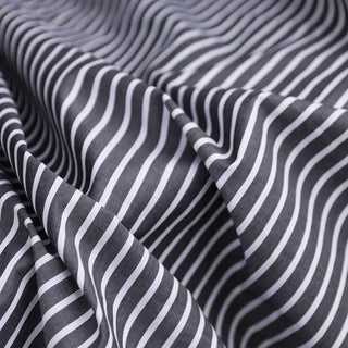 Yardblox Exclusive Italian Fashion Designer Stripes Black/White Non-Stretch Cotton Poplin DS03411