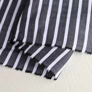 Yardblox Exclusive Italian Fashion Designer Stripes Black/White Non-Stretch Cotton Poplin DS03411