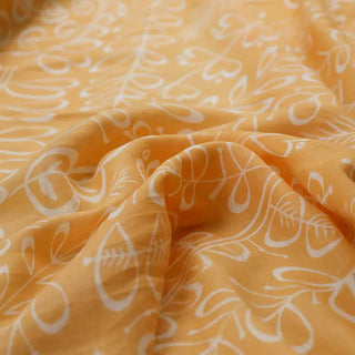 Yardblox Exclusive Made in Italy Fashion Designer Botanical Yellow Orange/Multi Color Non-Stretch Linen Plain Woven DS034112 - Yardblox Fabrics