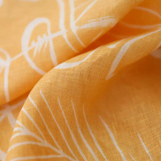 Yardblox Exclusive Made in Italy Fashion Designer Botanical Yellow Orange/Multi Color Non-Stretch Linen Plain Woven DS034112 - Yardblox Fabrics