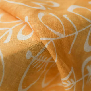 Yardblox Exclusive Made in Italy Fashion Designer Botanical Yellow Orange/Multi Color Non-Stretch Linen Plain Woven DS034112