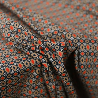 Yardblox Exclusive Made in Japan Fashion Designer Geometric Brown/Multi Color Non-Stretch Cotton Poplin DS034113