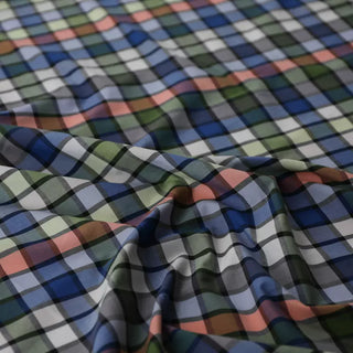 Yardblox Exclusive Made in Italy Fashion Designer Plaid/Checkered Blue/Green/Orange/Black/White Non-Stretch Cotton Plain Woven DS034115