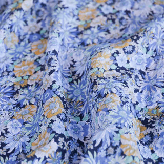 Yardblox Exclusive Made in Japan Fashion Designer Floral Blue/Multi Color Non-Stretch Cotton Seersucker DS034118 - Yardblox Fabrics