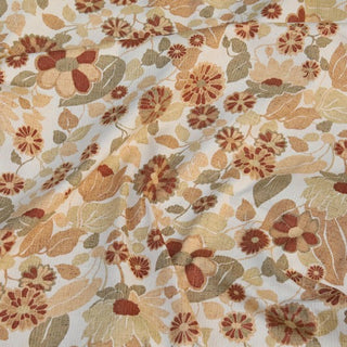 Yardblox Exclusive Made in Japan Luxury Designer Floral Beige/Brown Non-Stretch Linen Jacquard DS034124 - Yardblox Fabrics