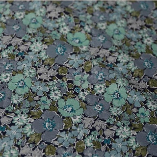 Yardblox Exclusive Made in Italy Fashion Designer Floral Green/Blue/Gray Non-Stretch Cotton Poplin DS034127 - Yardblox Fabrics