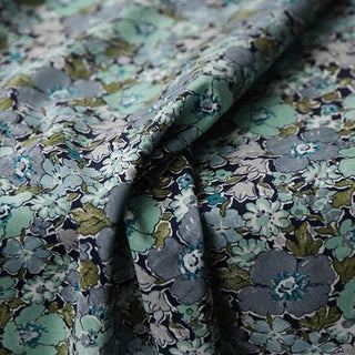 Yardblox Exclusive Made in Italy Fashion Designer Floral Green/Blue/Gray Non-Stretch Cotton Poplin DS034127 - Yardblox Fabrics